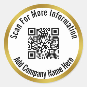 QR-code scannen voor meer informatie en bedrijfsna Ronde Sticker