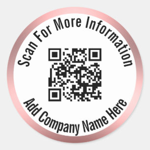 QR-code scannen voor meer informatie Roze rand Ronde Sticker