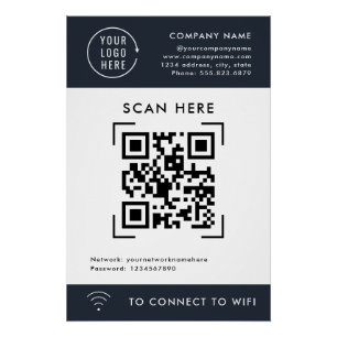 QR-code Scannen WiFi   Contactloze zakelijke Logo Perfect Poster