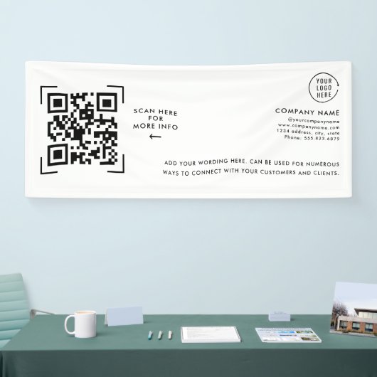 QR-code scannen | Zakelijk logo professioneel Spandoek (Beurs)