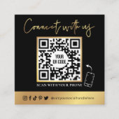 QR Code scanner noir et Carte de visite or Faux (Devant)