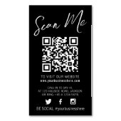 Qr code scant zwart monotone eenvoudig sociaal magnetisch visitekaartje (Voorkant Verticaal)