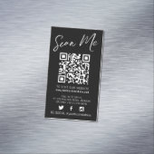 Qr code scant zwart monotone eenvoudig sociaal magnetisch visitekaartje (Voorbeeld)