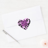 QR Code Schattige Roze en Zwart Groovy Squiggles Hart Sticker (Envelop)
