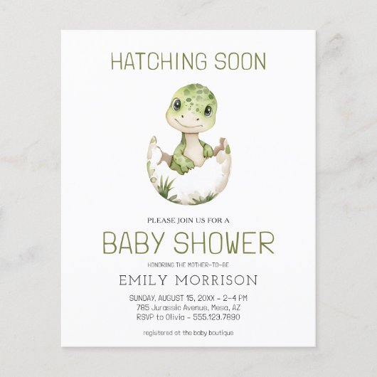 QR Code Schattigee Dinosaur Hatching Soon Baby sho Flyer (Voorkant)