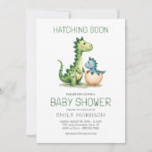 QR Code Schattigee Dinosaur Hatching Soon Baby sho Kaart (Voorkant)