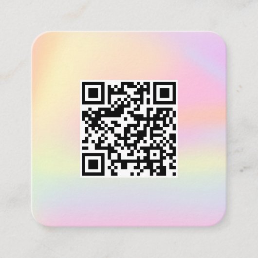 QR Code Schattigee Rainbow Holograph Make Up Nail Vierkante Visitekaartje (Voorkant)