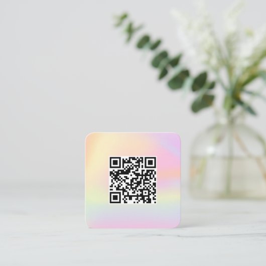 QR Code Schattigee Rainbow Holograph Make Up Nail Vierkante Visitekaartje (Staand voorkant)