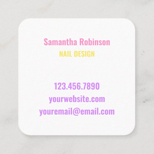 QR Code Schattigee Rainbow Holograph Make Up Nail Vierkante Visitekaartje (Achterkant)