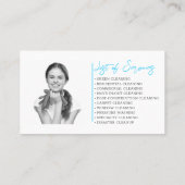 QR Code Schoonmaak Service Blauw Maid Foto Visitekaartje (Achterkant)