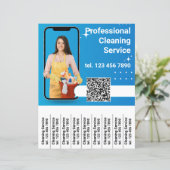 QR-code schoonmaakservice Flyer afscheurstroken (Staand voorkant)