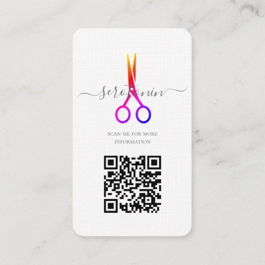 QR Code Scissor Haarstylist Visitekaartje (Achterkant)