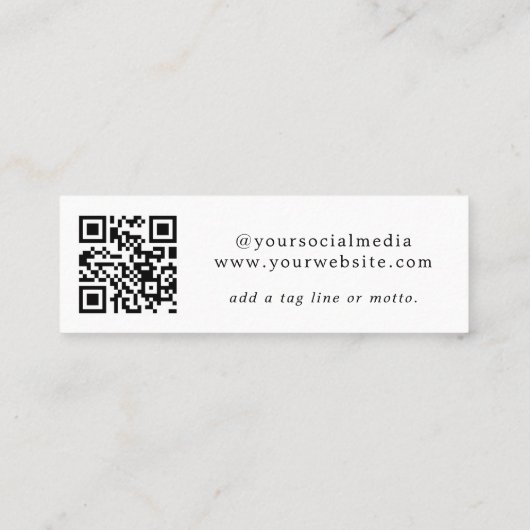 QR Code Seashell Social Media Mini Carte de visite (Dos)
