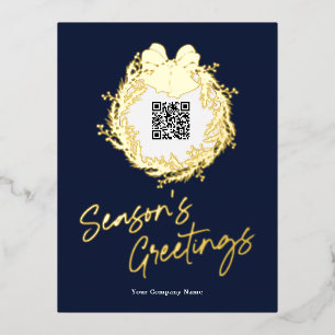 QR-code - Seizoensvriendelijke visitekaartje Folie Feestdagen Briefkaart