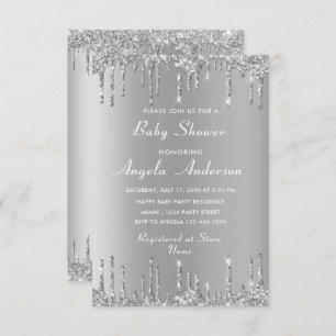 QR-code Silver Gold Baby Girl Shower