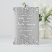 QR Code Silver Gold Baby Girl Shower Invitation (Debout devant)