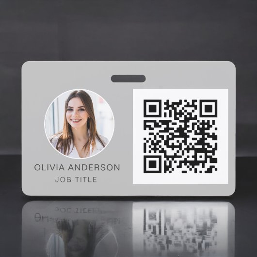 QR-code Silver Grey Photo Visitekaartje Badge