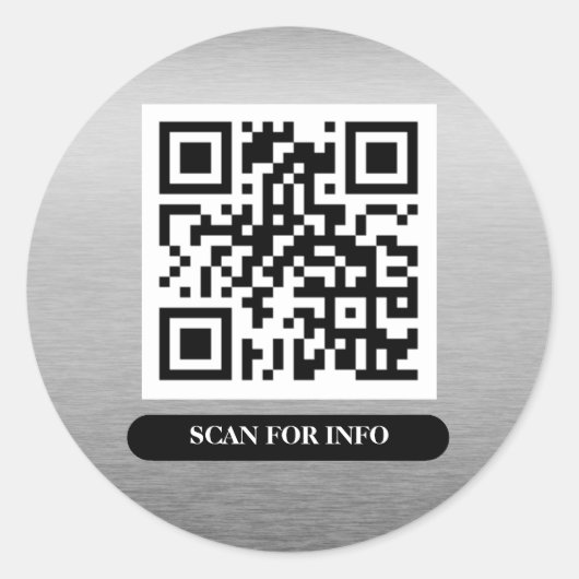 QR-code Silver Platinum Unieke Professional Trendy Ronde Sticker (Voorkant)