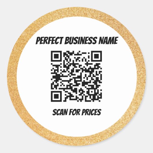 QR-code Simple Black Silk Luxury Gold Lijst Ronde Sticker (Voorkant)