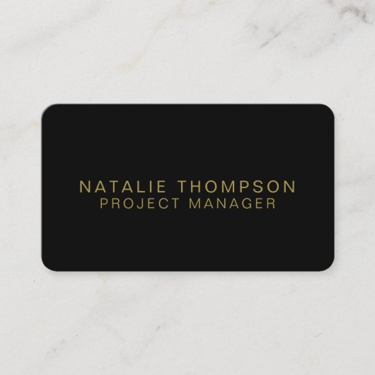 QR Code Simple Classy Elegant Zwart en Goud Visitekaartje (Voorkant)