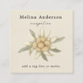 QR Code Simple Edelweiss Flower Vierkante Visitekaartje (Voorkant)