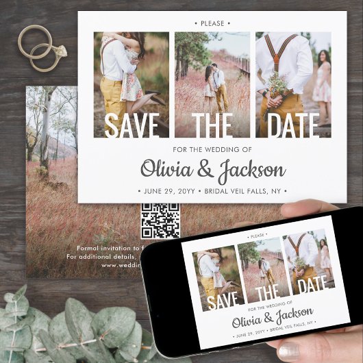 QR Code Simple Modern Typografie 4 Fotobruiloft Save The Date