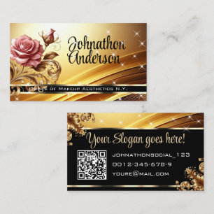 QR Code Sjabloon Deluxe Golden Roos Luxe Chique Visitekaartje