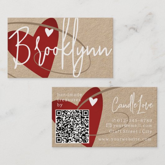 QR Code Sjabloon gemaakt met liefde hart crafters  Visitekaartje (Voorkant / Achterkant)