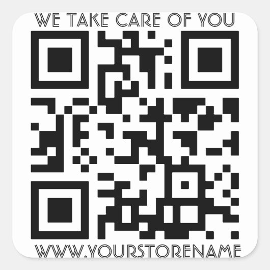 QR code Sjabloon met elke tekst Vierkante Sticker (Voorkant)