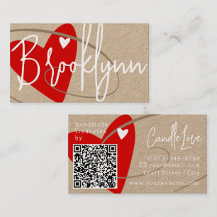 QR Code Sjabloon rood gemaakt met liefde hart craf Visitekaartje