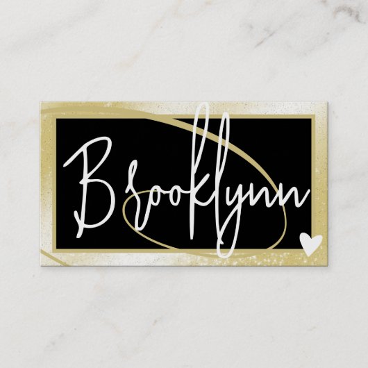 QR Code Sjabloon Stijlvol Licht Goud Lijsten Hart Visitekaartje (Voorkant)