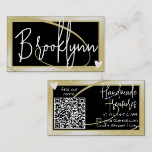 QR Code sjabloon stijlvol licht gouden frame hart Visitekaartje