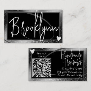 QR-code sjabloon stijlvol zilvergrijs frame hart Visitekaartje