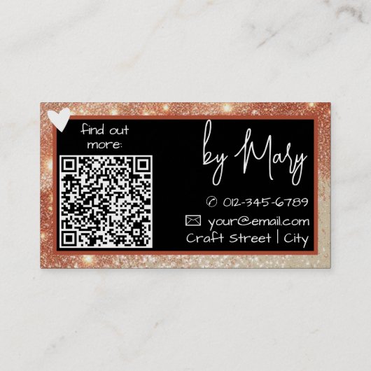 QR Code Sjabloon Stijlvolle Goudbruine Lijsten Har Visitekaartje (Achterkant)