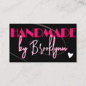 QR Code Sjabloon Stijlvolle Roze Handgemaakte Lief Visitekaartje (Voorkant)