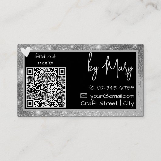 QR Code Sjabloon Stijlvolle Zilvergrijs Lijsten Ha Visitekaartje (Achterkant)