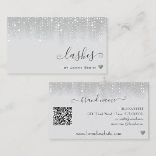 QR Code Sjabloon Wit Zilver Glitter Regen Visitekaartje
