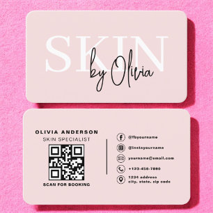 QR Code Skin Care Specialist Blush Pink Visitekaartje