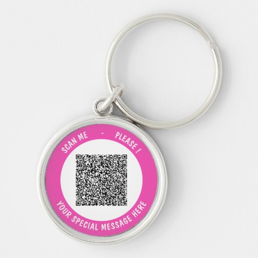 QR Code Sleutelhanger Gift Aangepaste Tekst en Uw  (Voorkant)