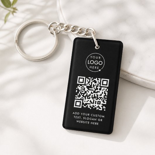QR Code Sleutelhanger | Zakelijk Logo Modern Zwart