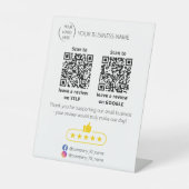 QR-code Small Business review GOOGLE en YELP Reclamebord Met Voetstuk (Voorkant)