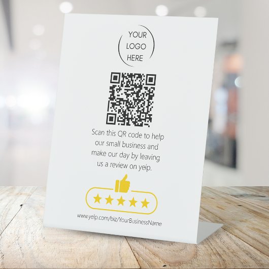 QR-code Small Business review YELP Reclamebord Met Voetstuk