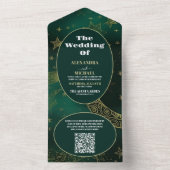 QR Code Smaragdgroen Goud Hemels Huwelijk All In One Uitnodiging (Binnen)