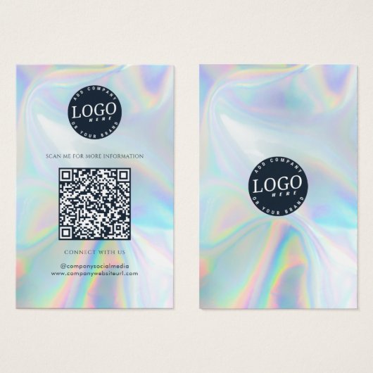 QR Code Social Media Company Website Holografisch Visitekaartje (Voorkant /achterkant)