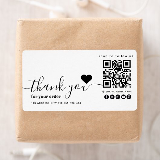 QR code social media dank u bedrijf Etiket (Insitu)
