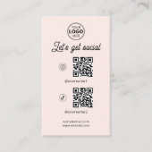 QR Code Social Media Logo Blush Pink Visitekaartje (Voorkant)