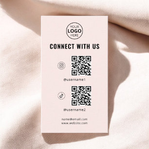 QR Code Social Media Logo Blush Pink Visitekaartje