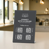 QR Code Social Media Verbinden met US Business Log Reclamebord Met Voetstuk