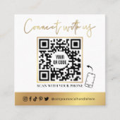 QR Code Social Media White en Gold Visitekaartje (Voorkant)