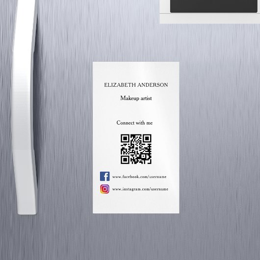 Qr code social media wit zwart magnetisch visitekaartje